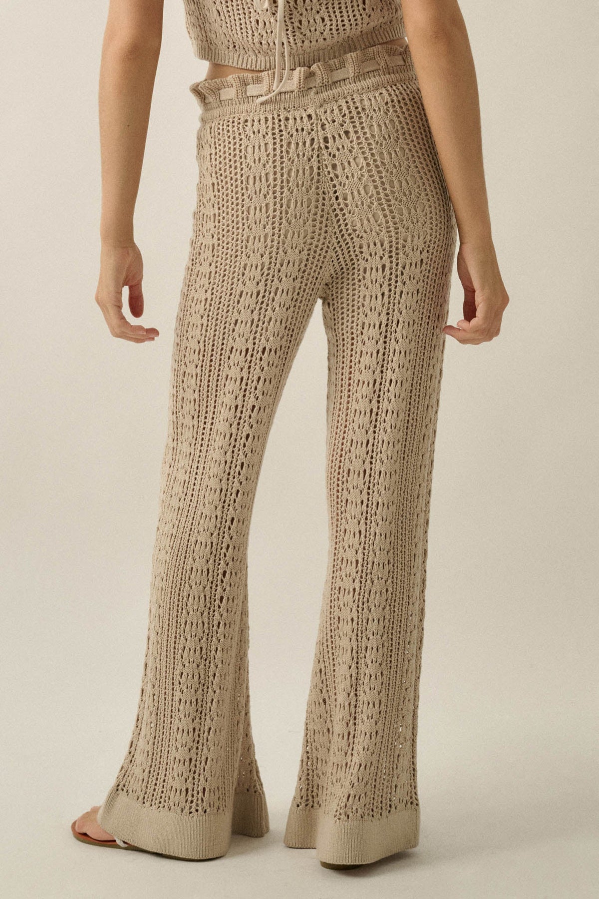 Just Vibing Crochet-Knit Drawstring Sweater Pants
