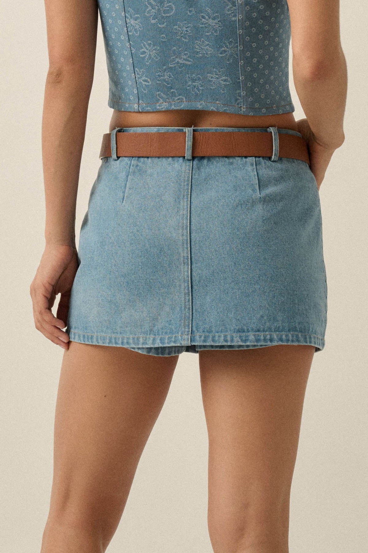 Jean Scene Low-Rise Denim Mini Skort
