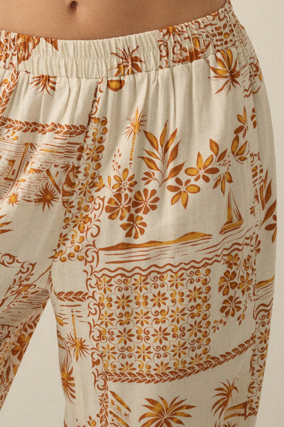Fantasy Island Tropical-Print Wide-Leg Pants