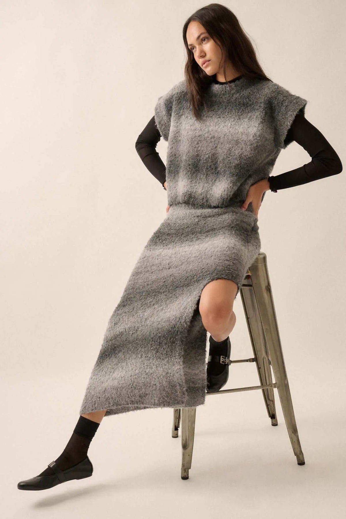 Hue Are You Ombre Knit Maxi Sweater Skirt