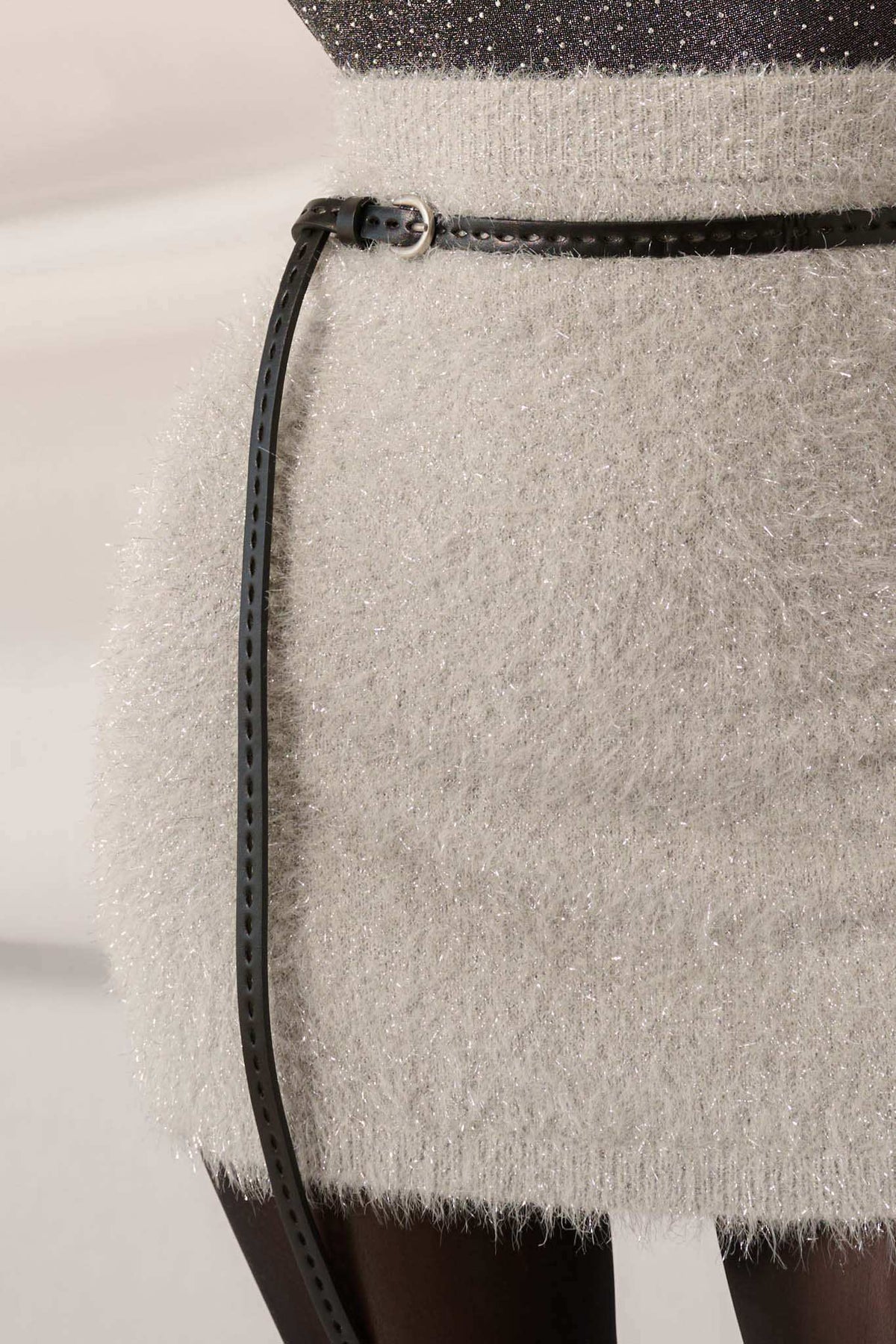 Let It Snow Metallic Fuzzy Knit Mini Skirt