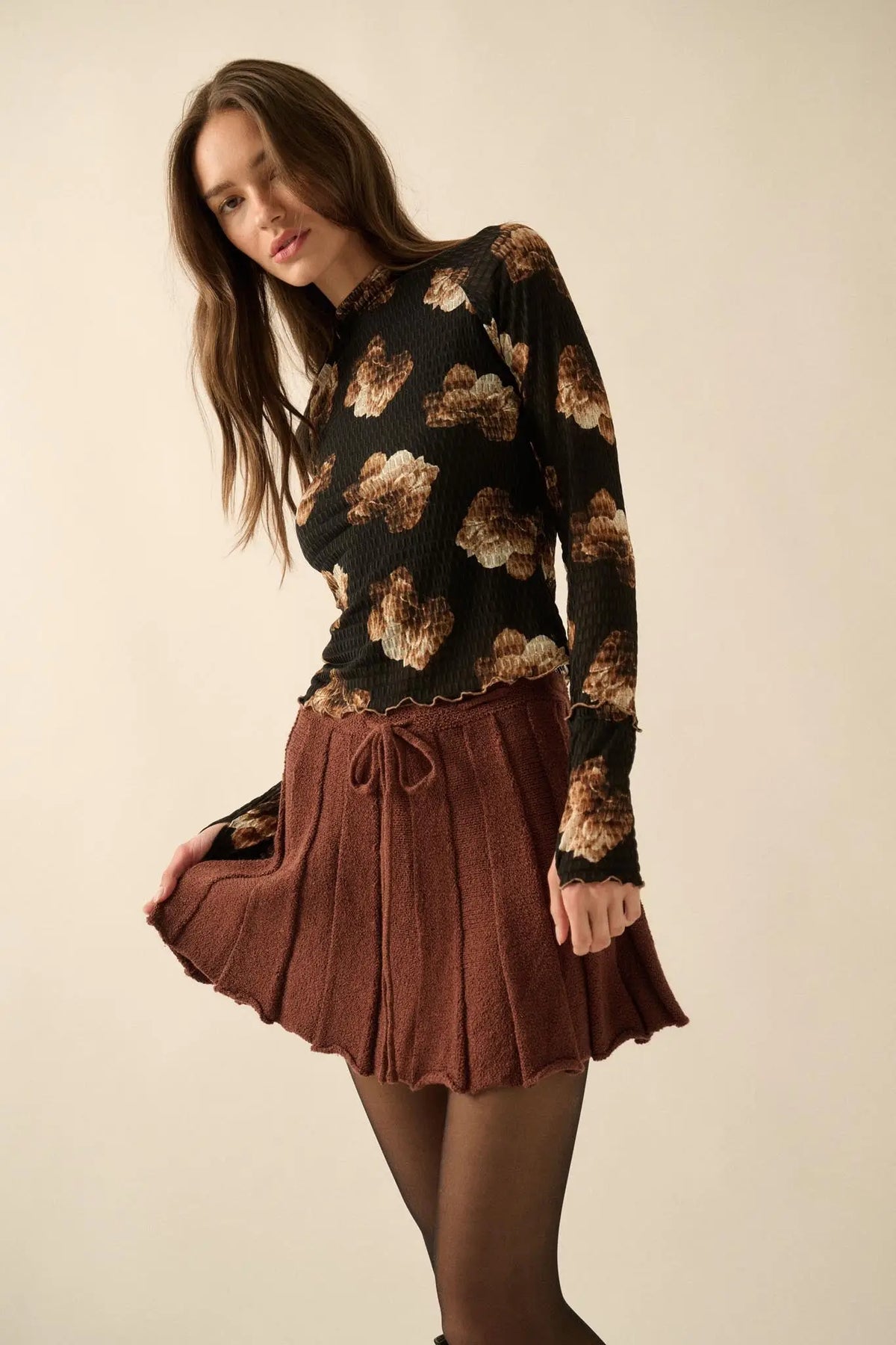Born Ready Pleated Drawstring Sweater Skirt