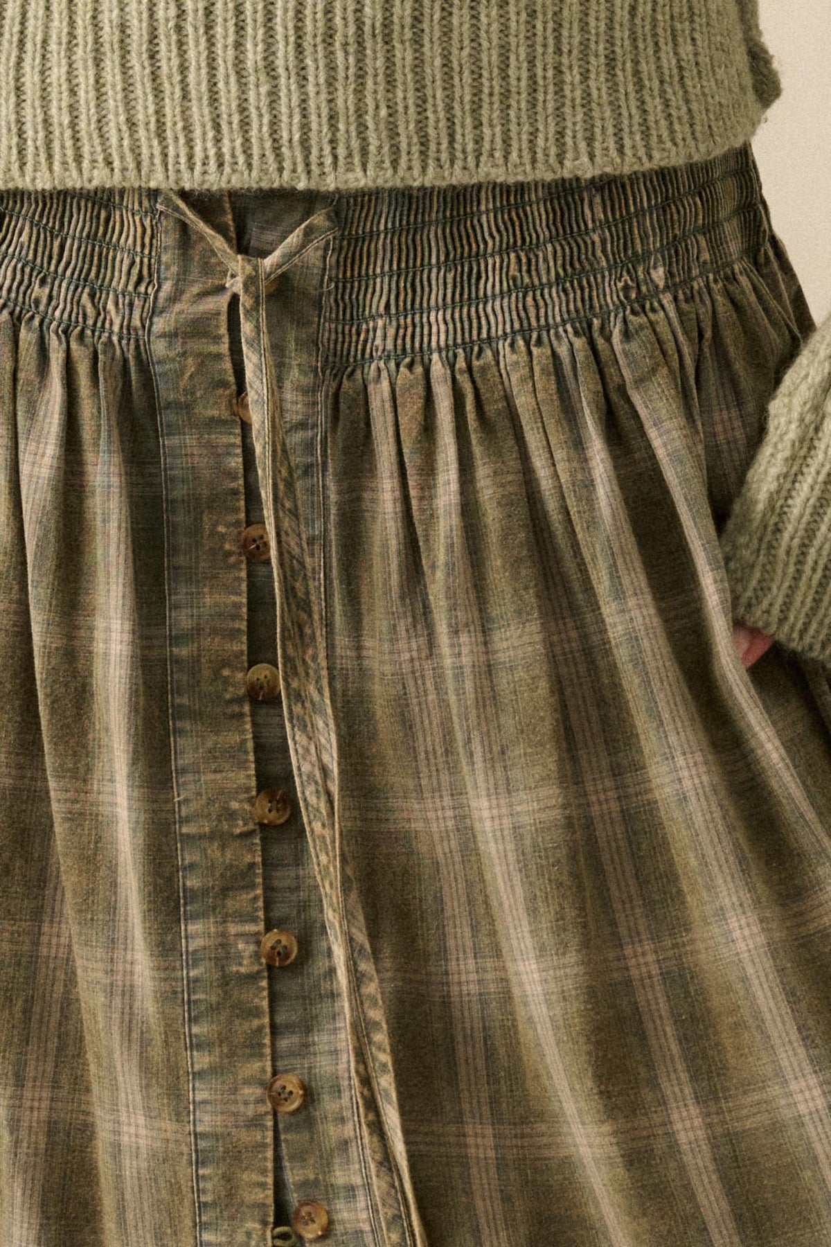 Off the Trail Plaid Flannel Button-Up Maxi Skirt