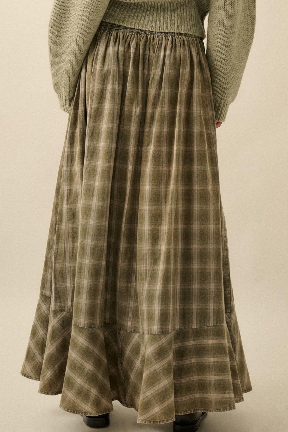 Off the Trail Plaid Flannel Button-Up Maxi Skirt