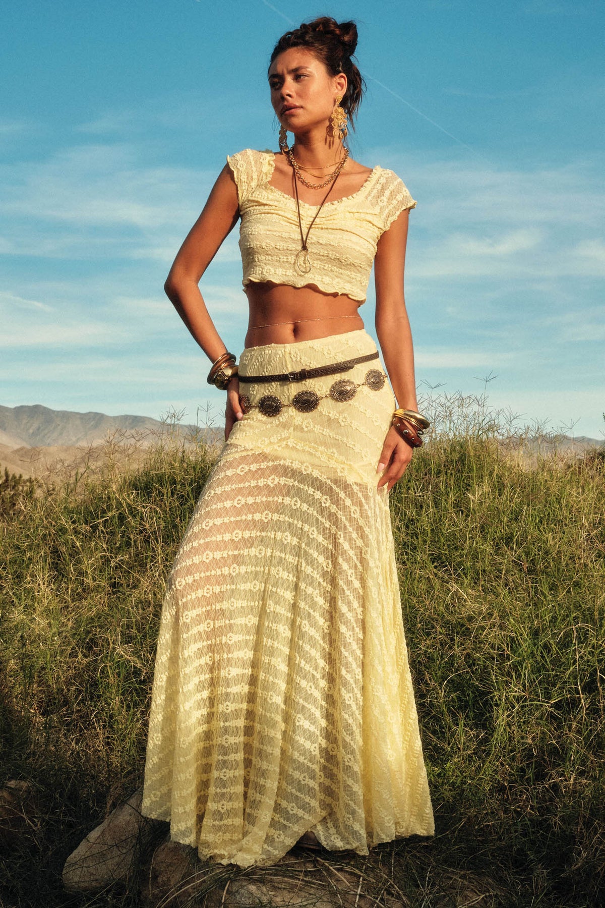 Blossoming Lace Floral Lace Drop-Waist Maxi Skirt