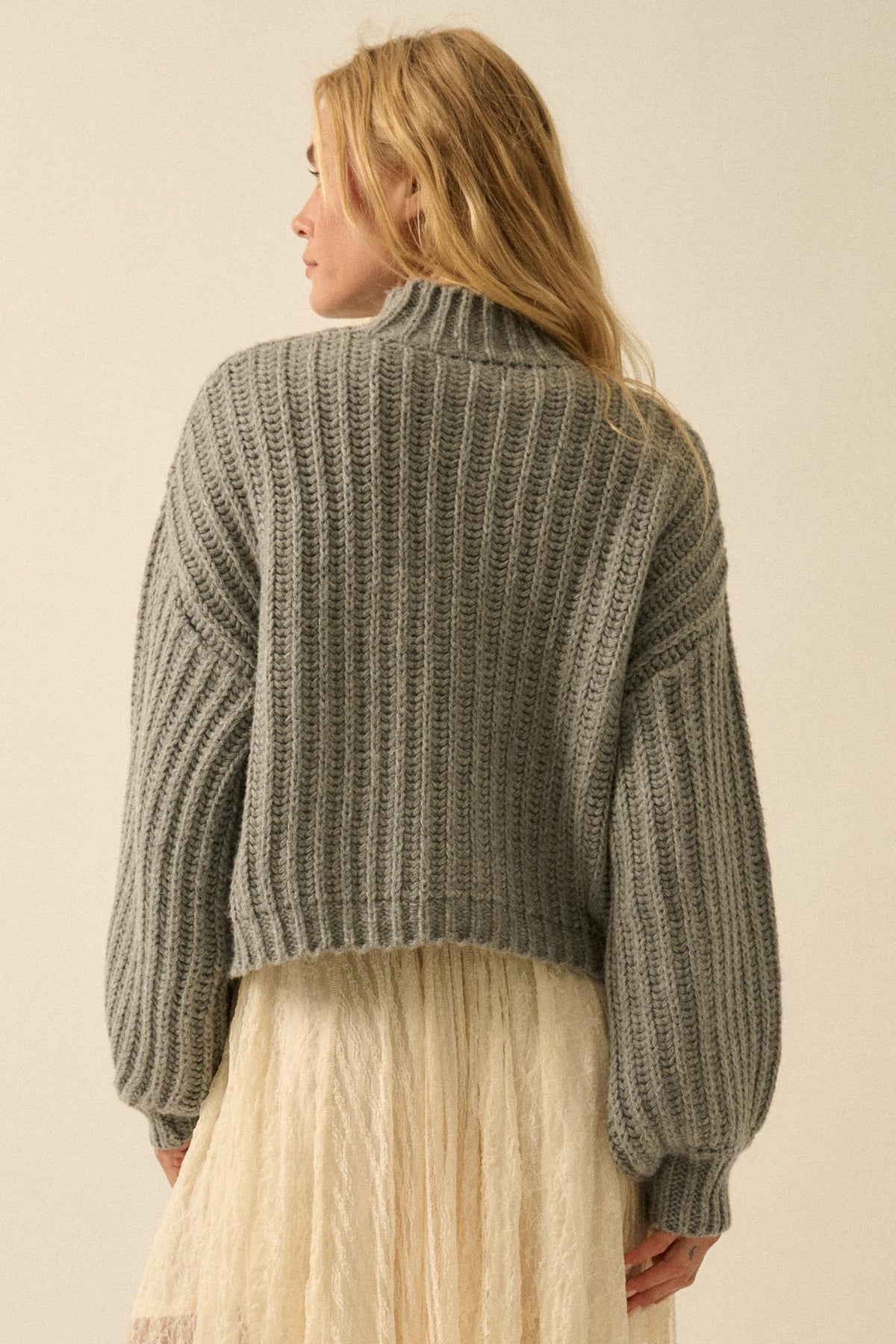 Call Me Cozy Chunky Ribbed Knit Mock Neck Sweater