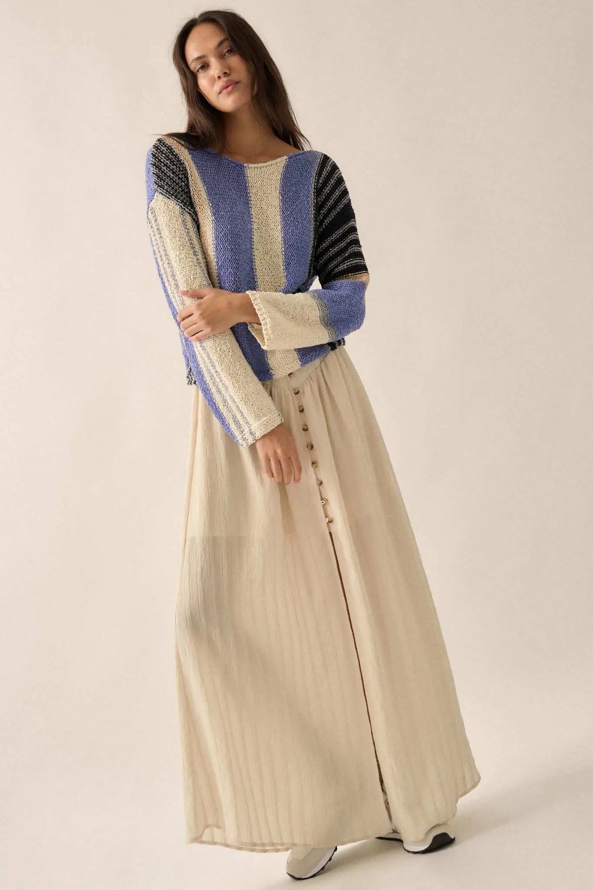 No Rules Colorblock Striped Knit Sweater