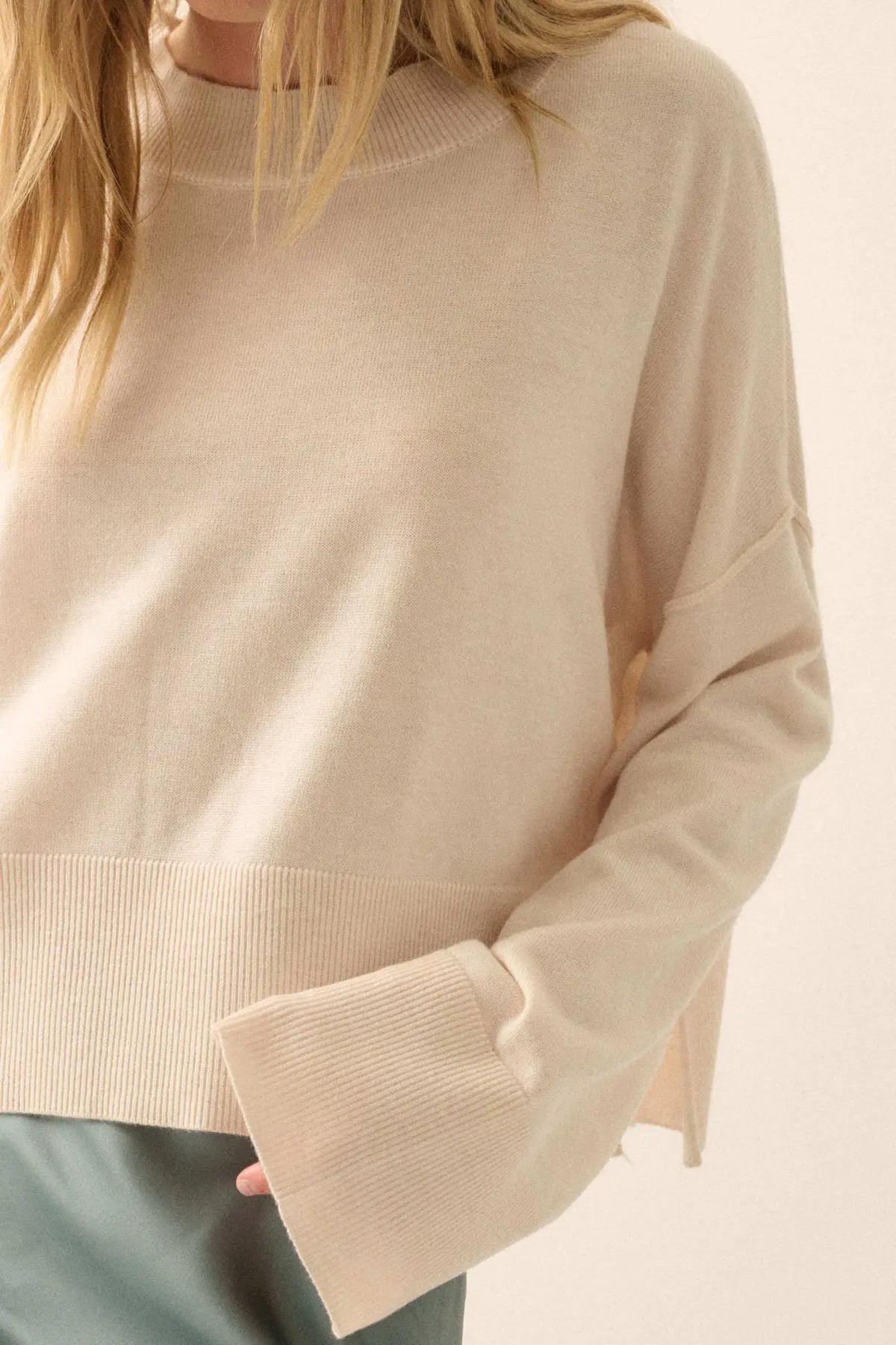 Feels Like Home Solid Knit Drop-Shoulder Sweater
