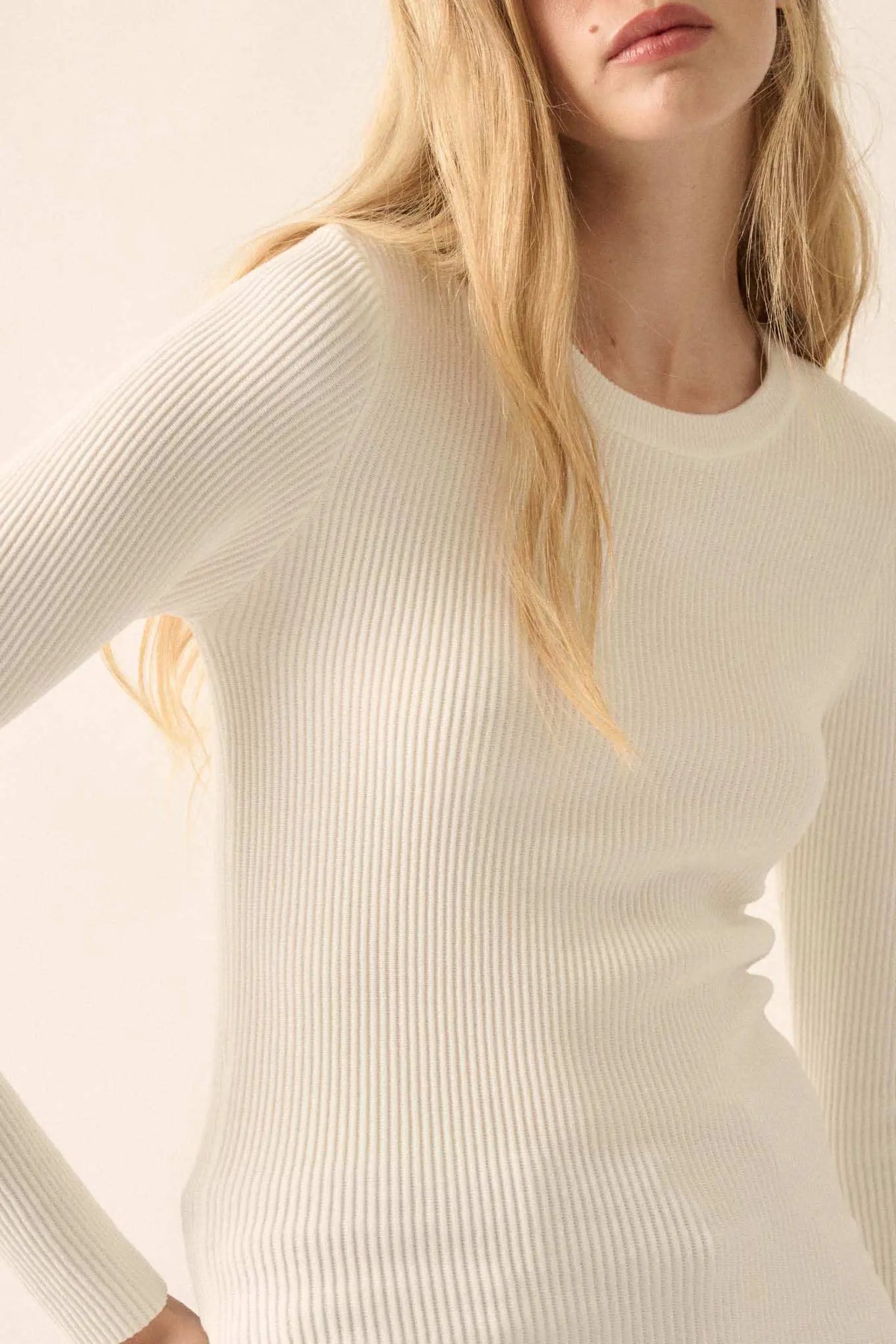 Shaper Fit Long-Sleeve Ribbed Knit Top