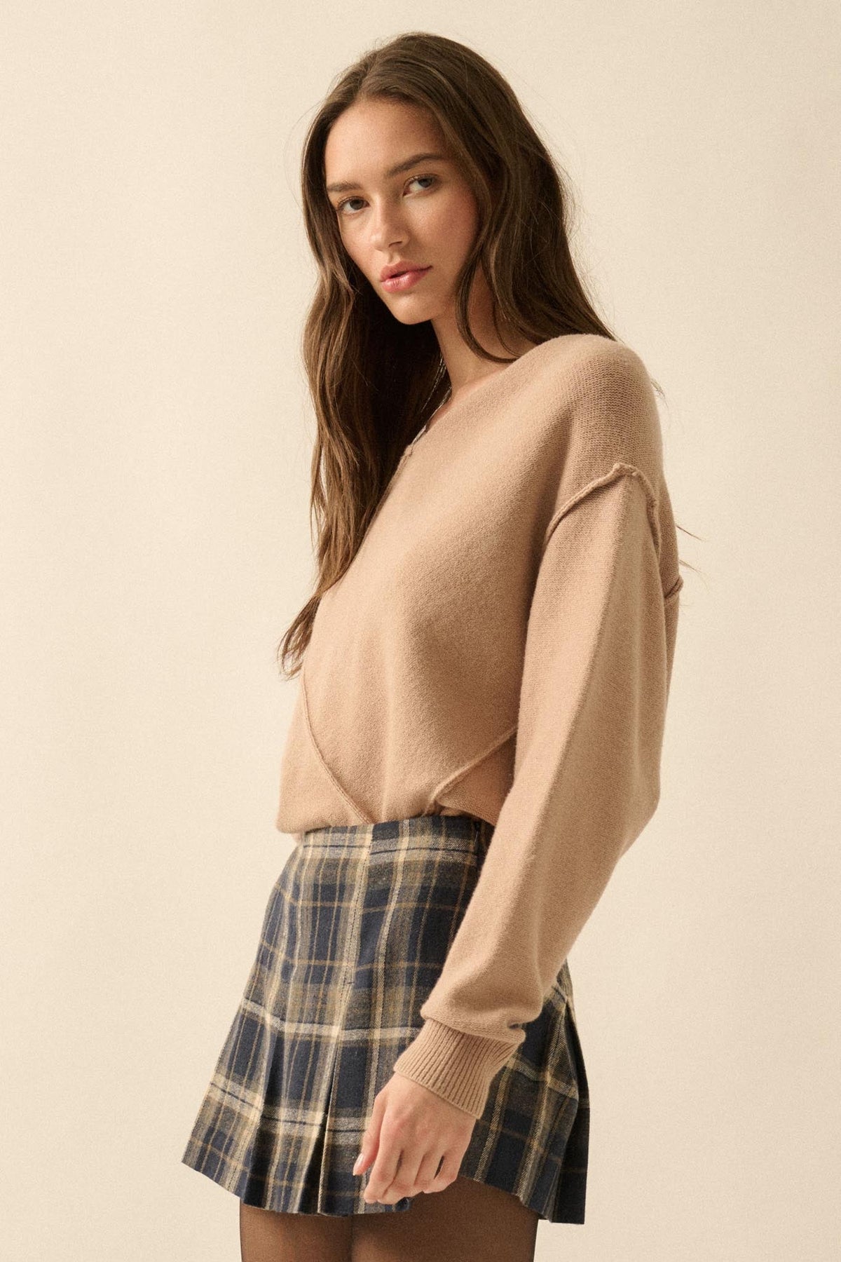 A Cute Angle Asymmetrical Exposed-Seam Sweater