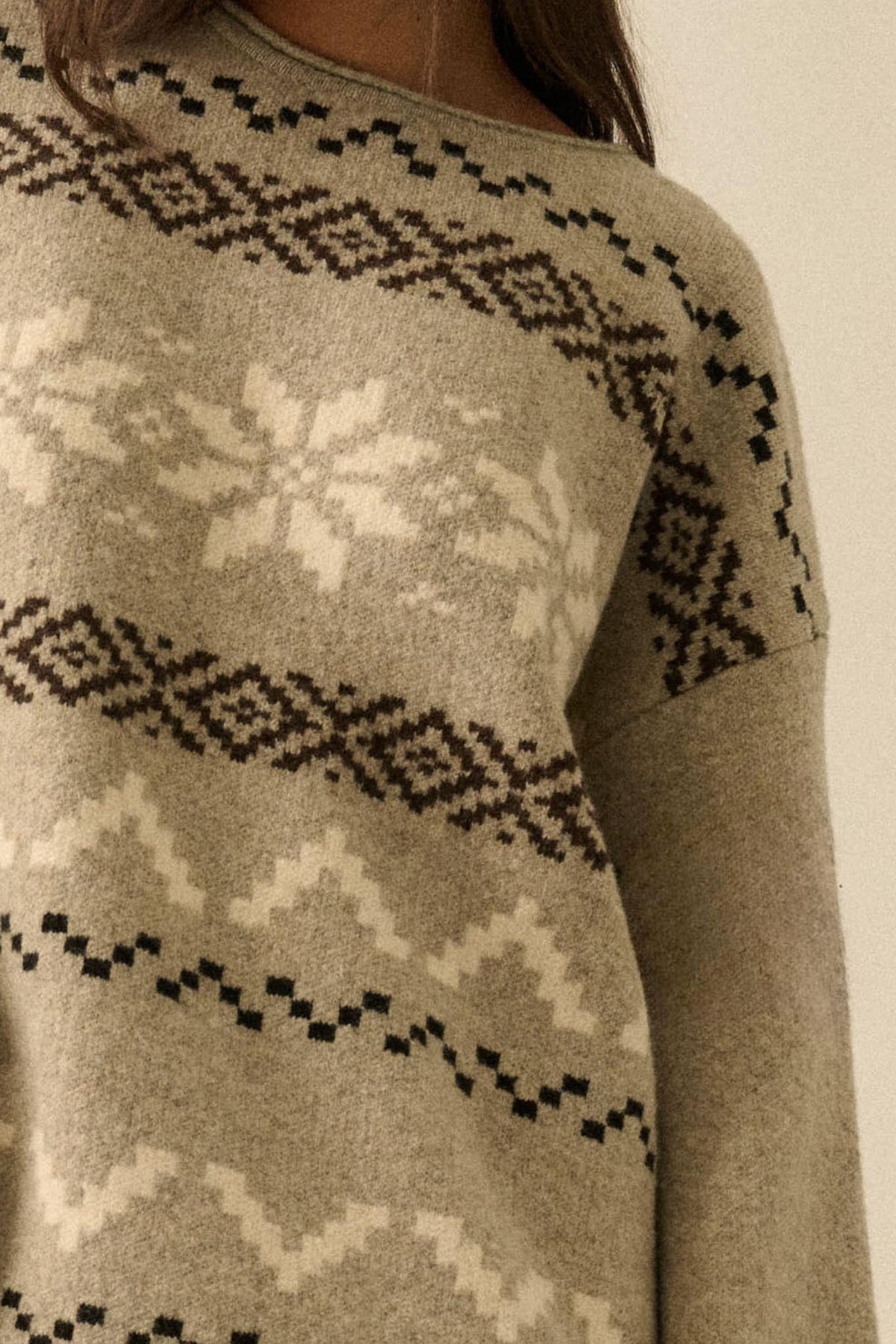Snowy Peaks Oversize Alpine-Knit Sweater