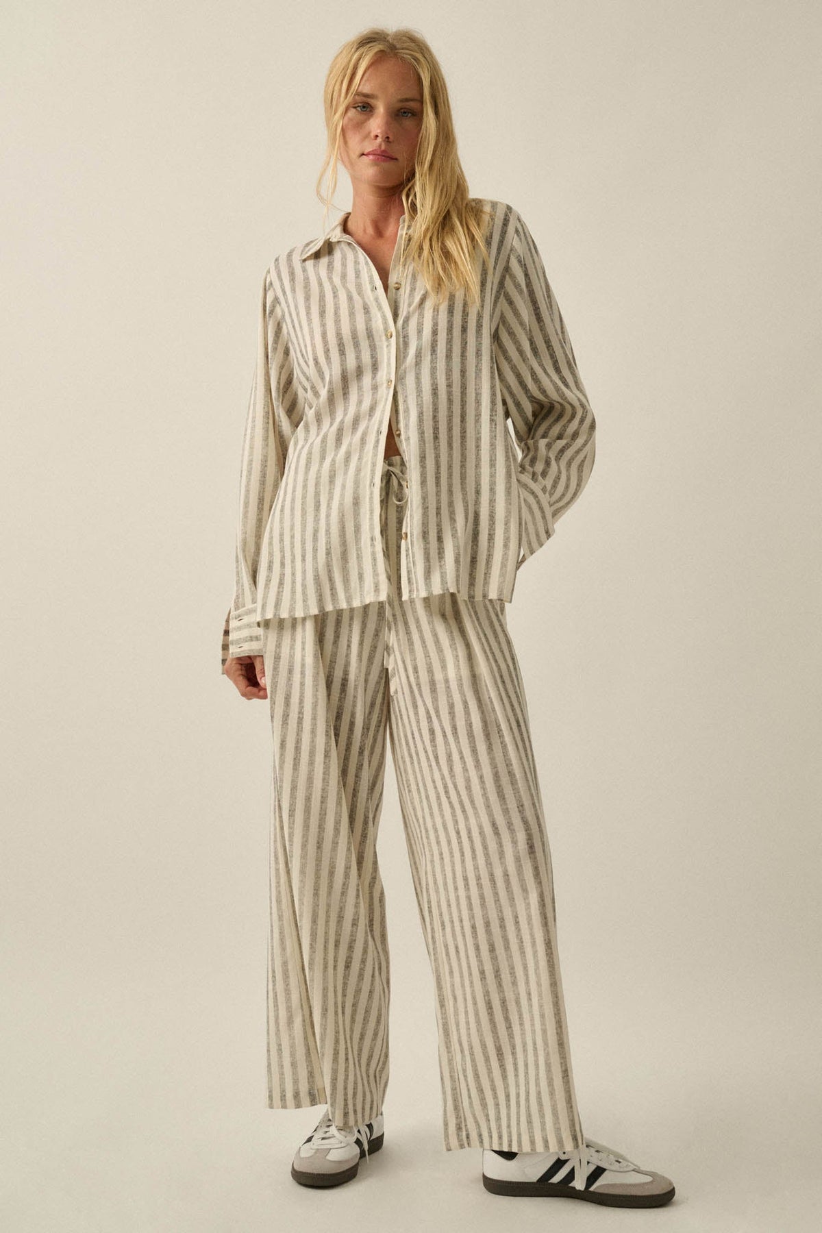 Easy Weekend Striped Oversize Button-Up Shirt