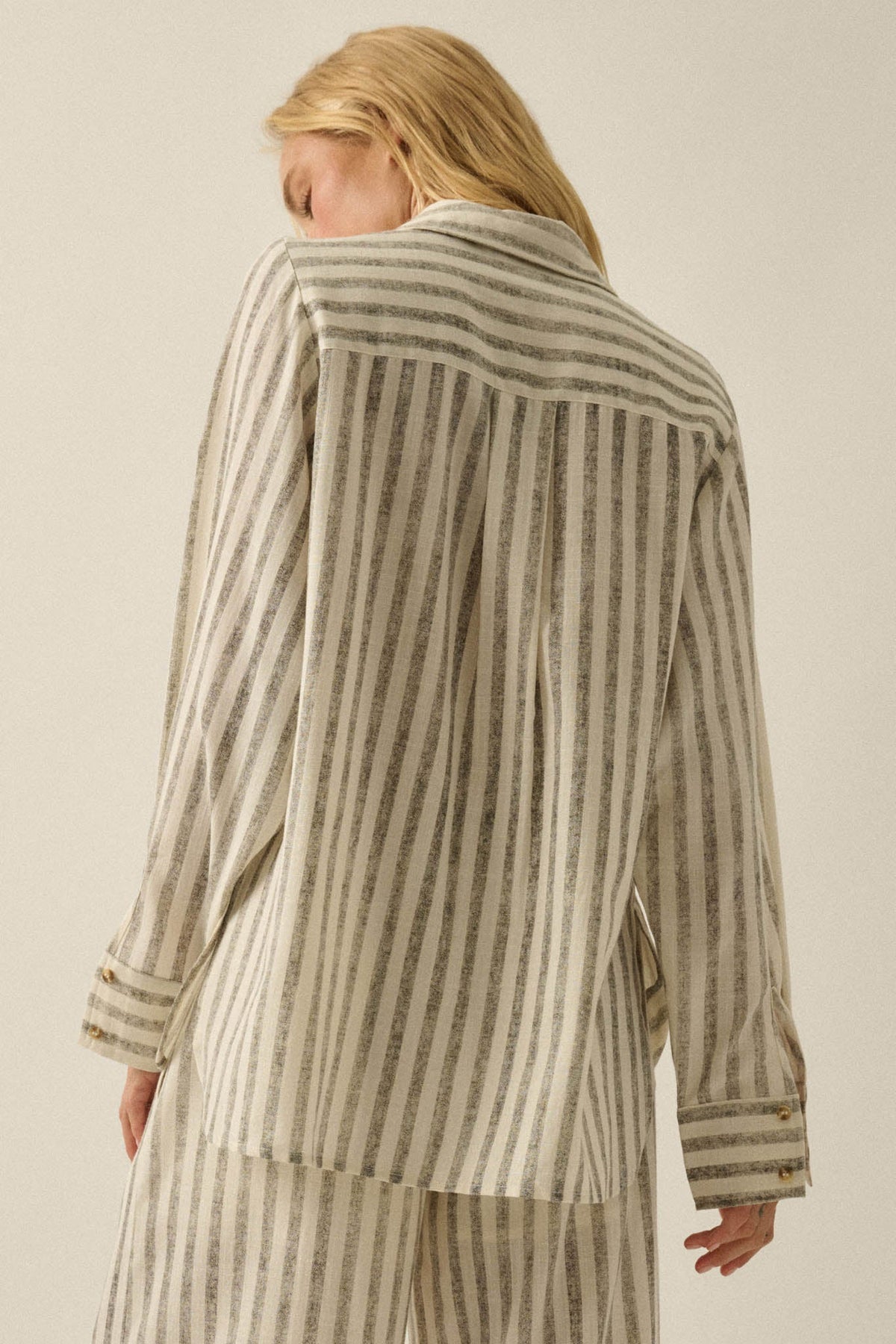 Easy Weekend Striped Oversize Button-Up Shirt