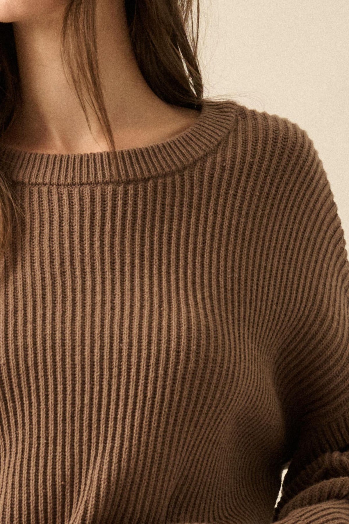 Peaceful Mood Ribbed Knit Exposed-Seam Sweater