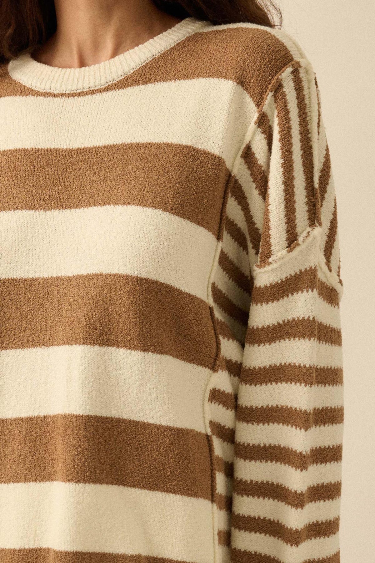 Promise the Label Paneled Striped Sweater