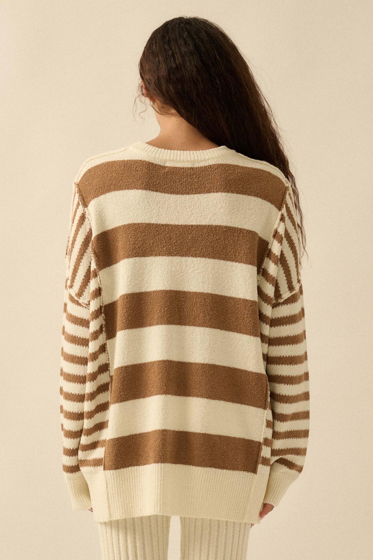 Promise the Label Paneled Striped Sweater