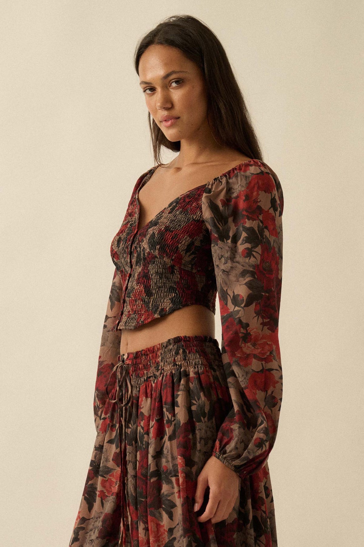 Perfumed Potpourri Smocked Sweetheart Peasant Top