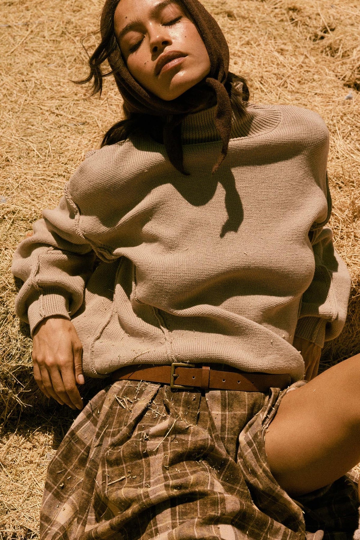 Me Time Paneled Exposed-Seam Mock-Neck Sweater