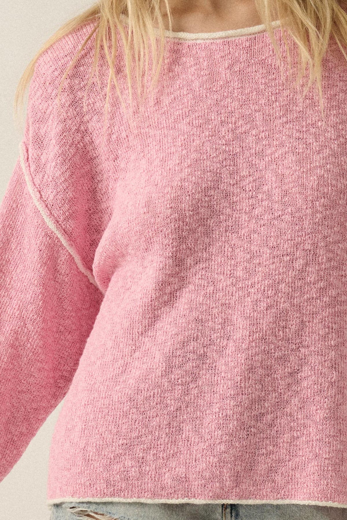 Get Cozy Textured Knit Exposed-Seam Sweater