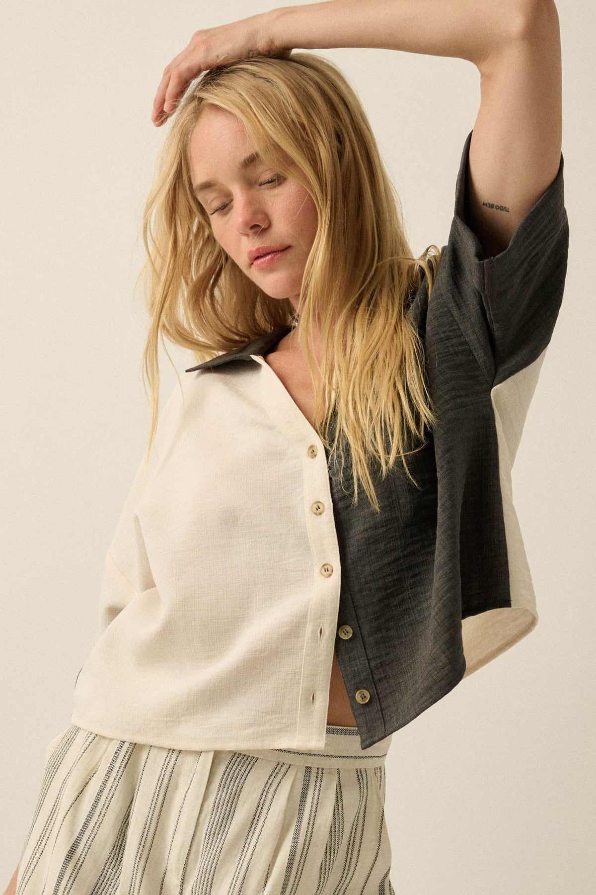 Double Talk Colorblock Short-Sleeve Pocket Shirt