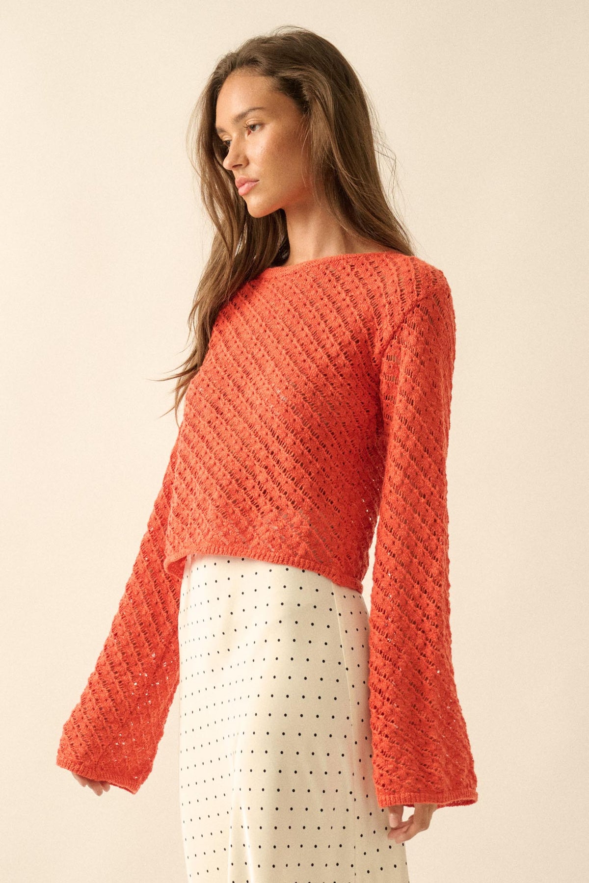 Always Forever Crochet-Knit Cropped Sweater