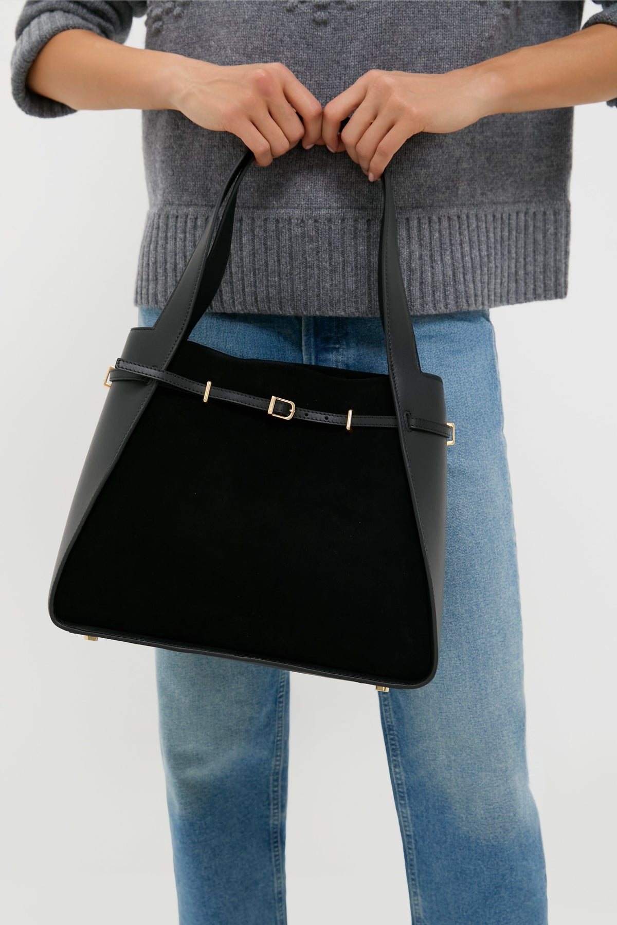 Black Cleo Suede Tote