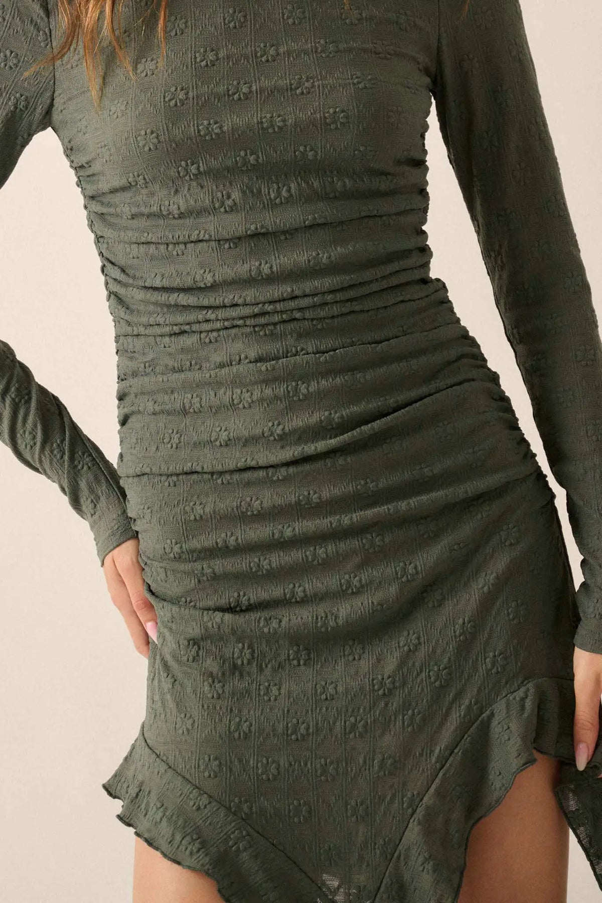 Dainty Doll Floral Lace Asymmetrical Mini Dress
