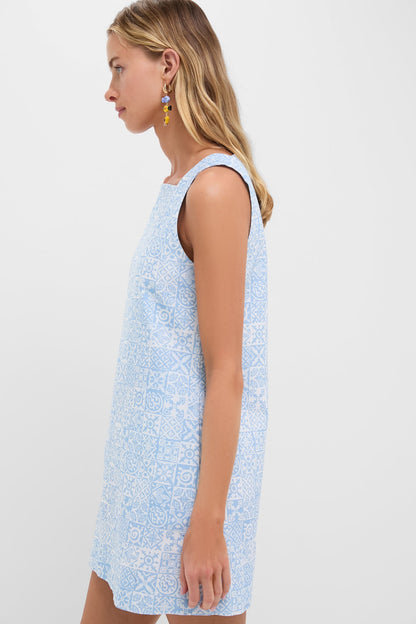 Blue Checkerboard Classic Mini Shift Dress