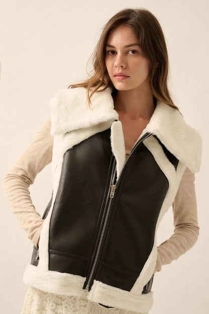 Ride the Wind Vegan Leather Faux Fur-Trimmed Vest