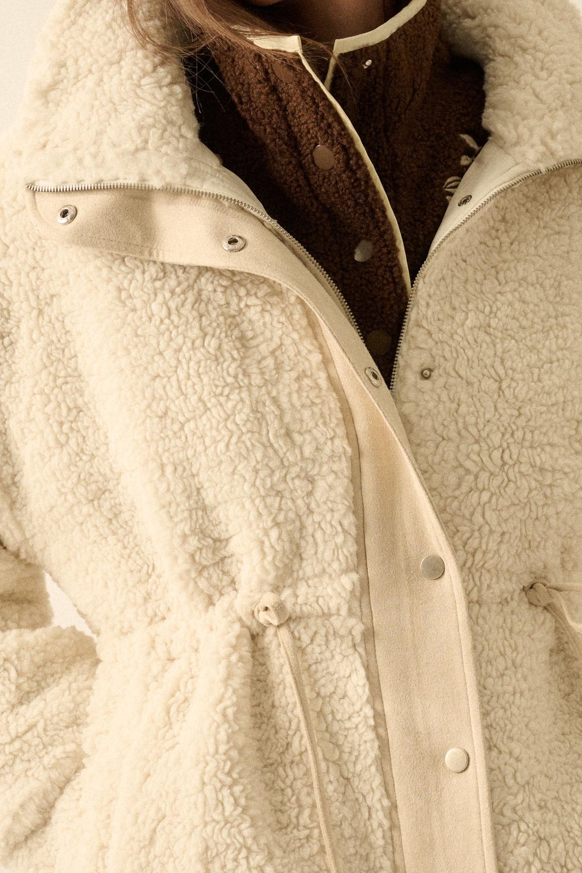 Cuddle Closer Sherpa Fleece Drawstring Coat