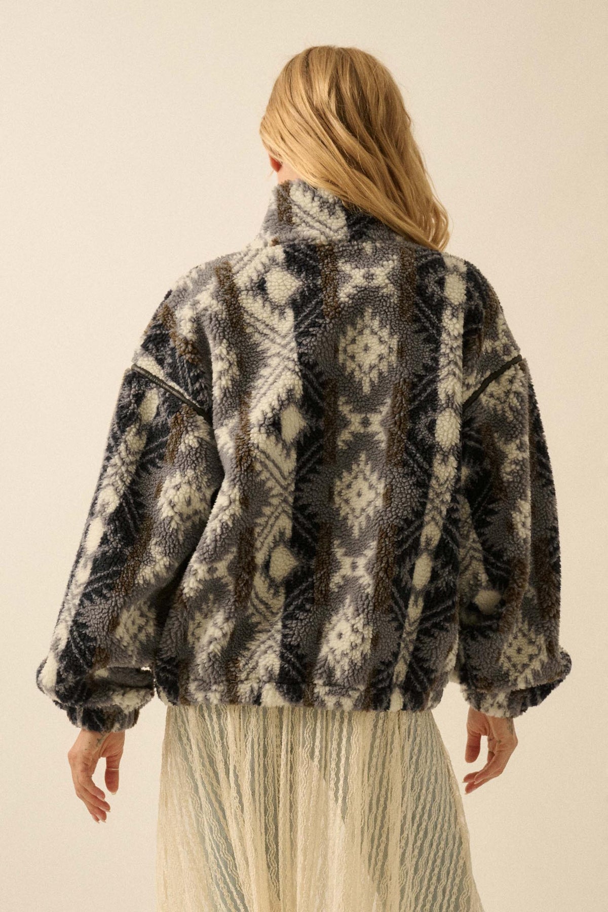 Bear Creek Geo-Print Fleece Zip-Front Jacket