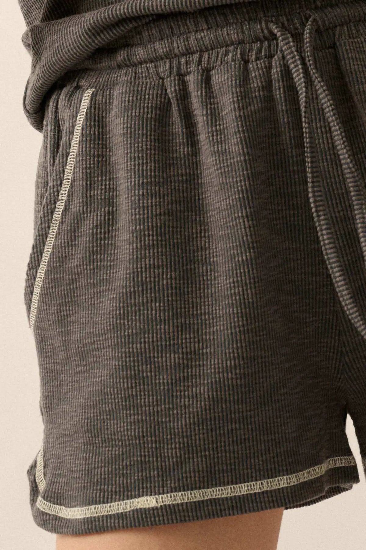 Run the Show Contrast-Stitch Rib-Knit Shorts