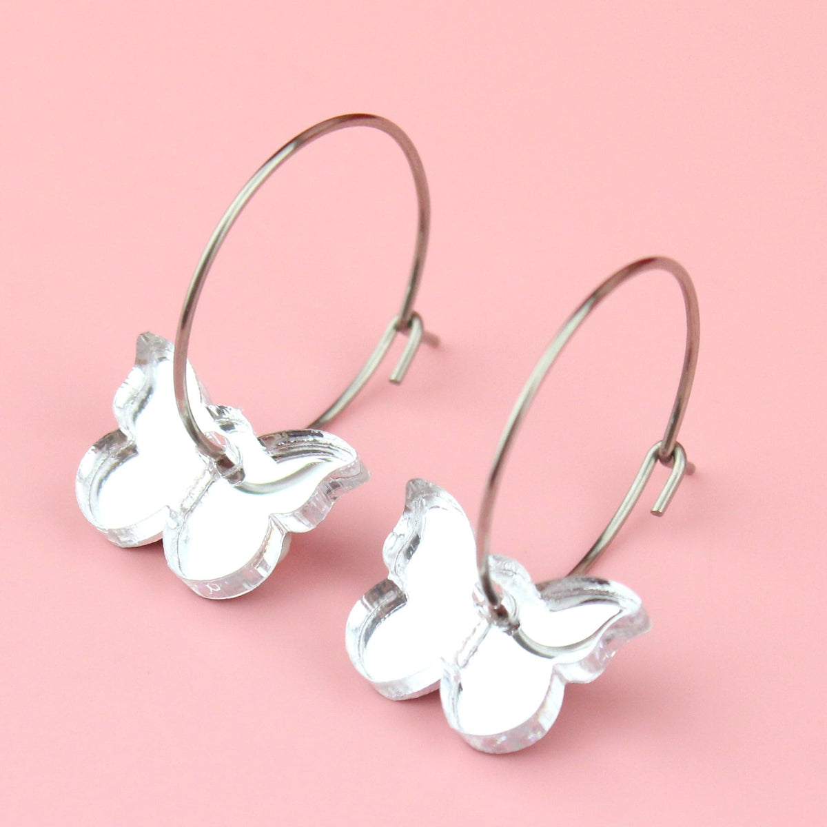 You're My Butterfly, Sugar Baby Hoop Earrings (Silver Mirror)