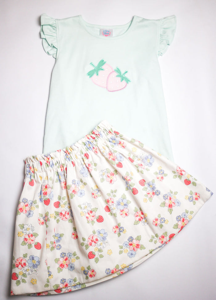 Annie Skirt in Strawberry Floral (#62), Lined, Size 6