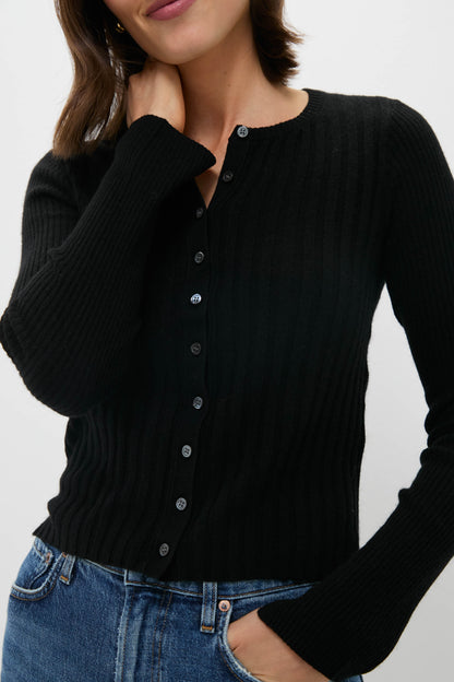 Black Kristin Ribbed Cardigan