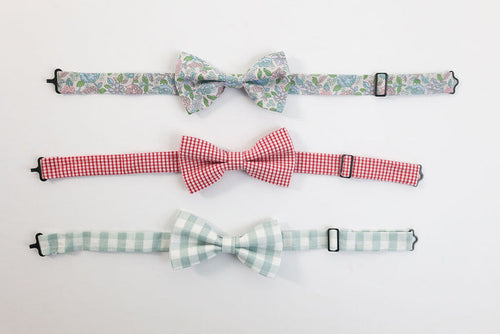 Bow Tie in Aqua Check Linen (#24)