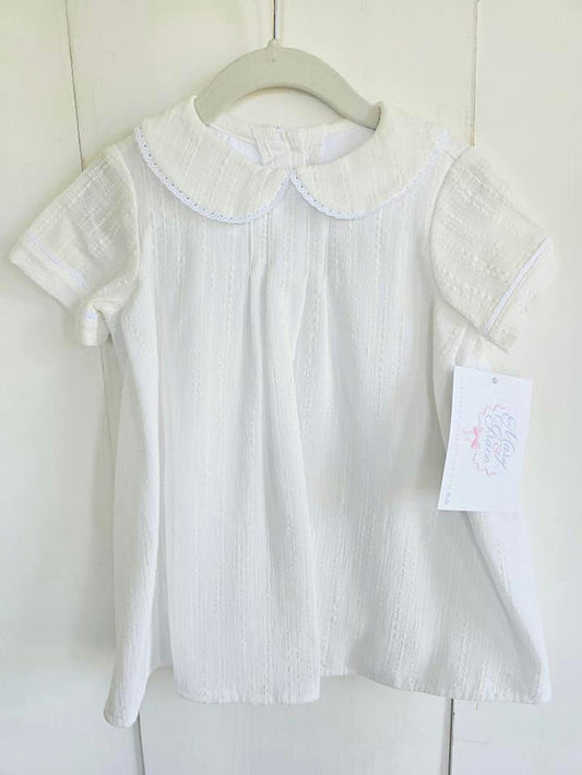 Boy Daygown in White Linen Seersucker, LINED, SIZE 9M