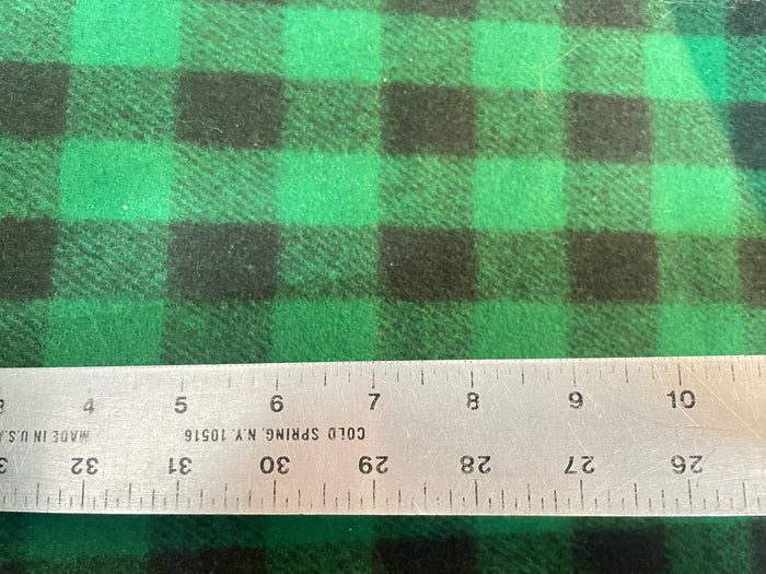 Buffalo Plaid Wool - Green & Black - Fused