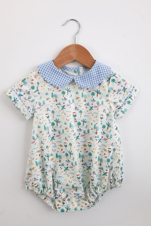 Colton Bubble in Play Date (#80) with Medium Blue Check (#6), Size 12m