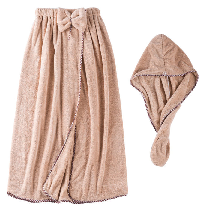 Coral Fleece Bath Skirt Wearable Bath Towels Soft Absorbent Not Easy To Fluff Korean Style
