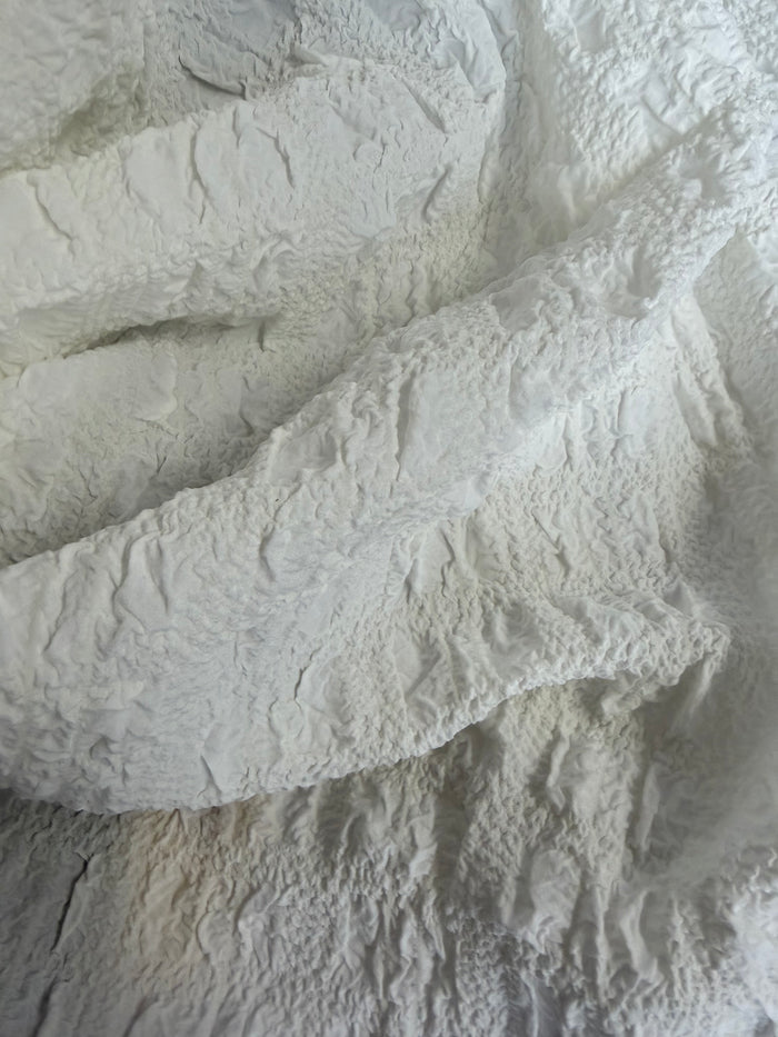 Designer Textured Poly Bubble Crinkle - Ivory White