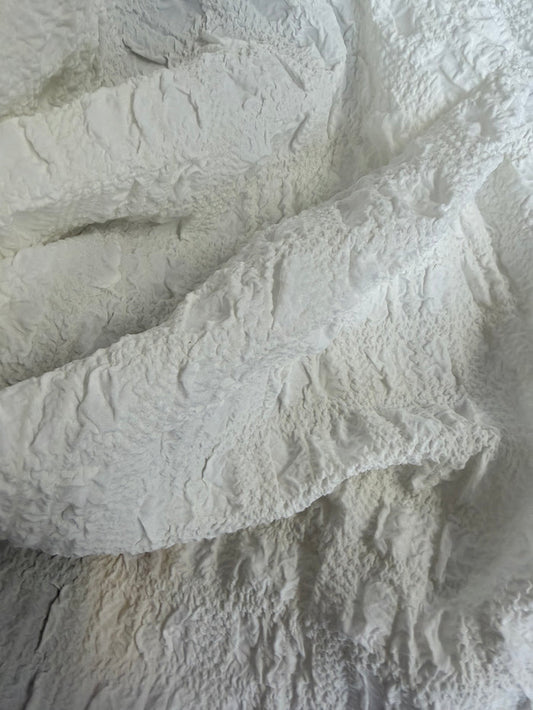 Designer Textured Poly Bubble Crinkle - Ivory White