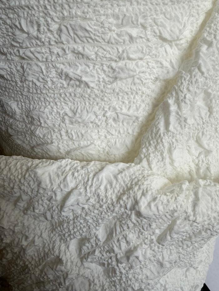 Designer Textured Poly Bubble Crinkle - Ivory White