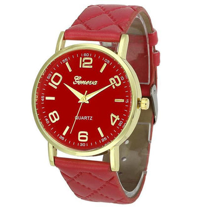 Fashion embossed geneva belt watch Personality strap with lady quartz Geneva watch