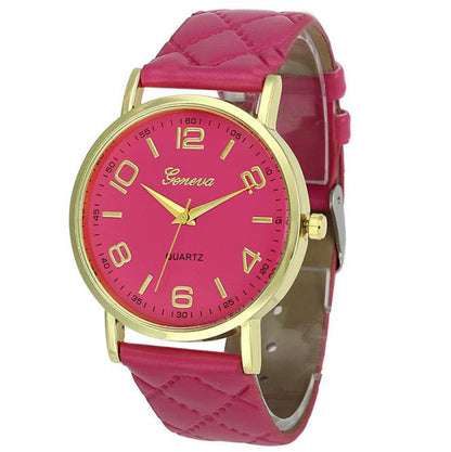 Fashion embossed geneva belt watch Personality strap with lady quartz Geneva watch
