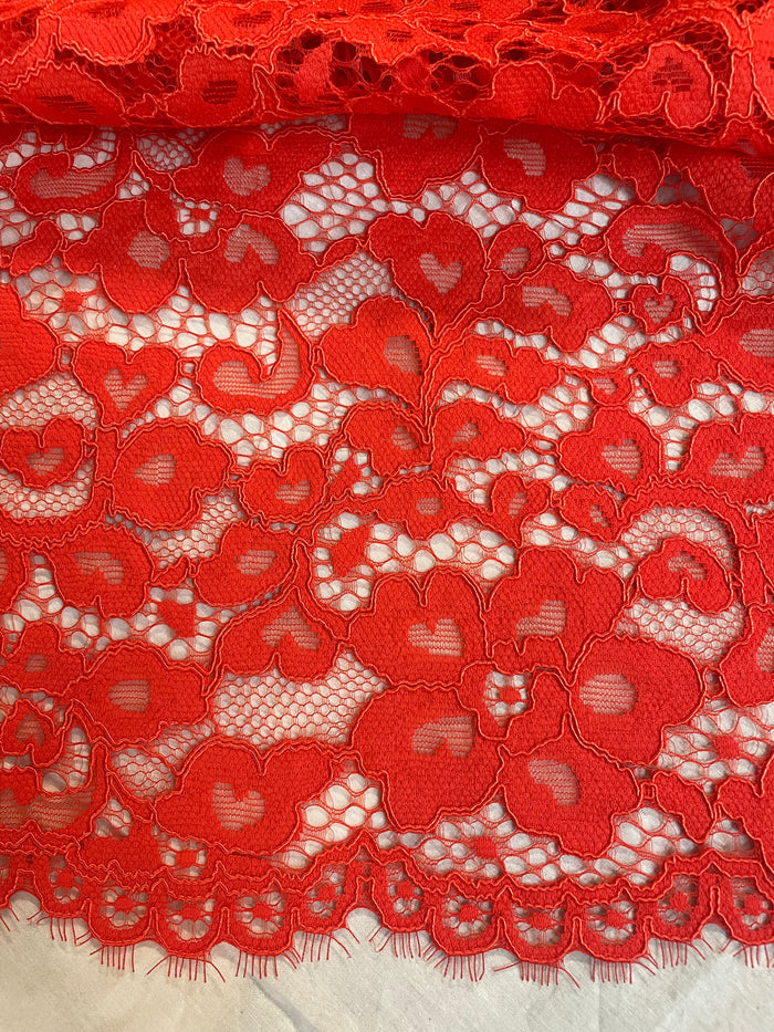 Floral Corded Lace - Blood Orange