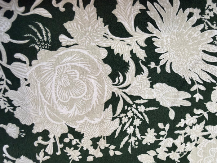 Floral Printed Cotton - Hunter Green & Ivory