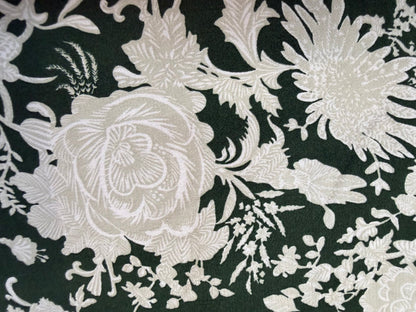 Floral Printed Cotton - Hunter Green & Ivory
