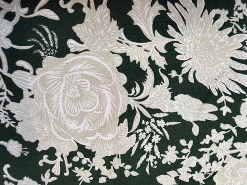 Floral Printed Cotton - Hunter Green & Ivory