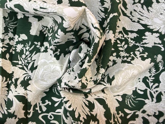 Floral Printed Cotton - Hunter Green & Ivory